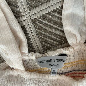 Madewell Cream Blouse with Colorful Stitching